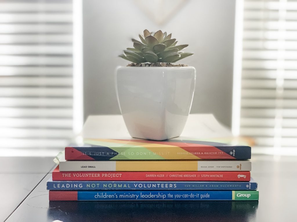 Book spines of top 5 family ministry resources